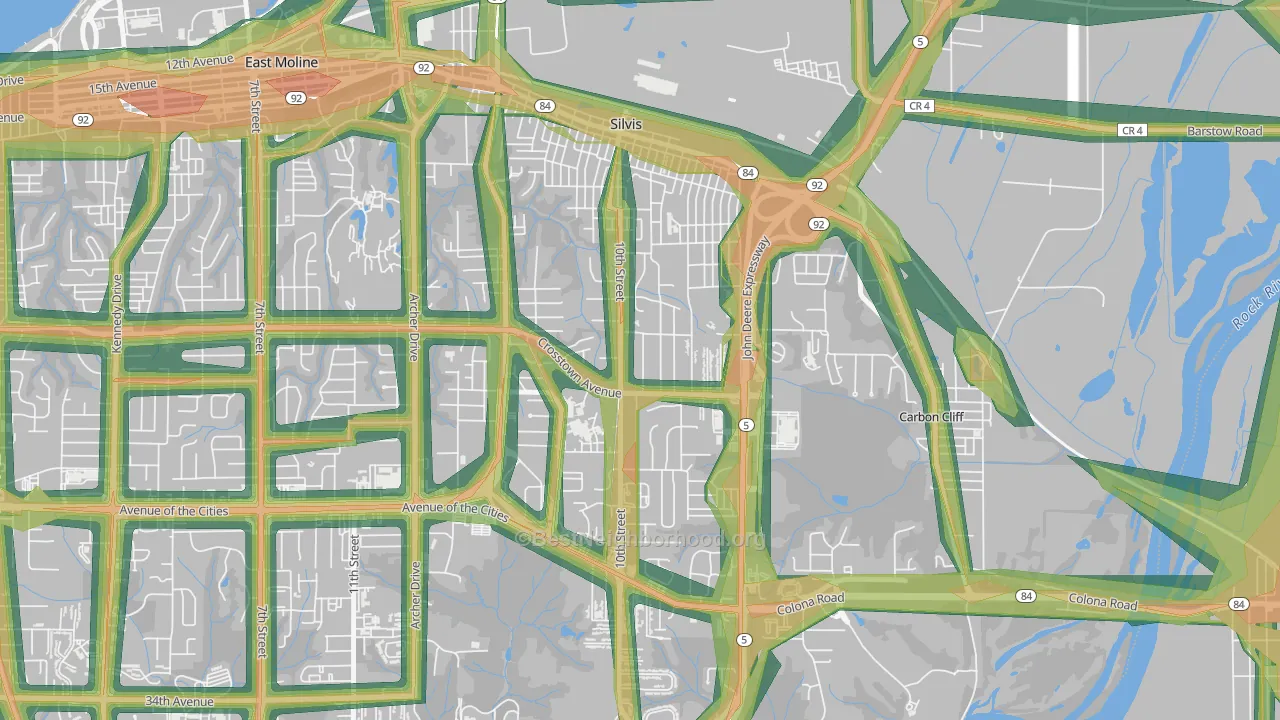 61282, IL Map of Noise Levels in 61282