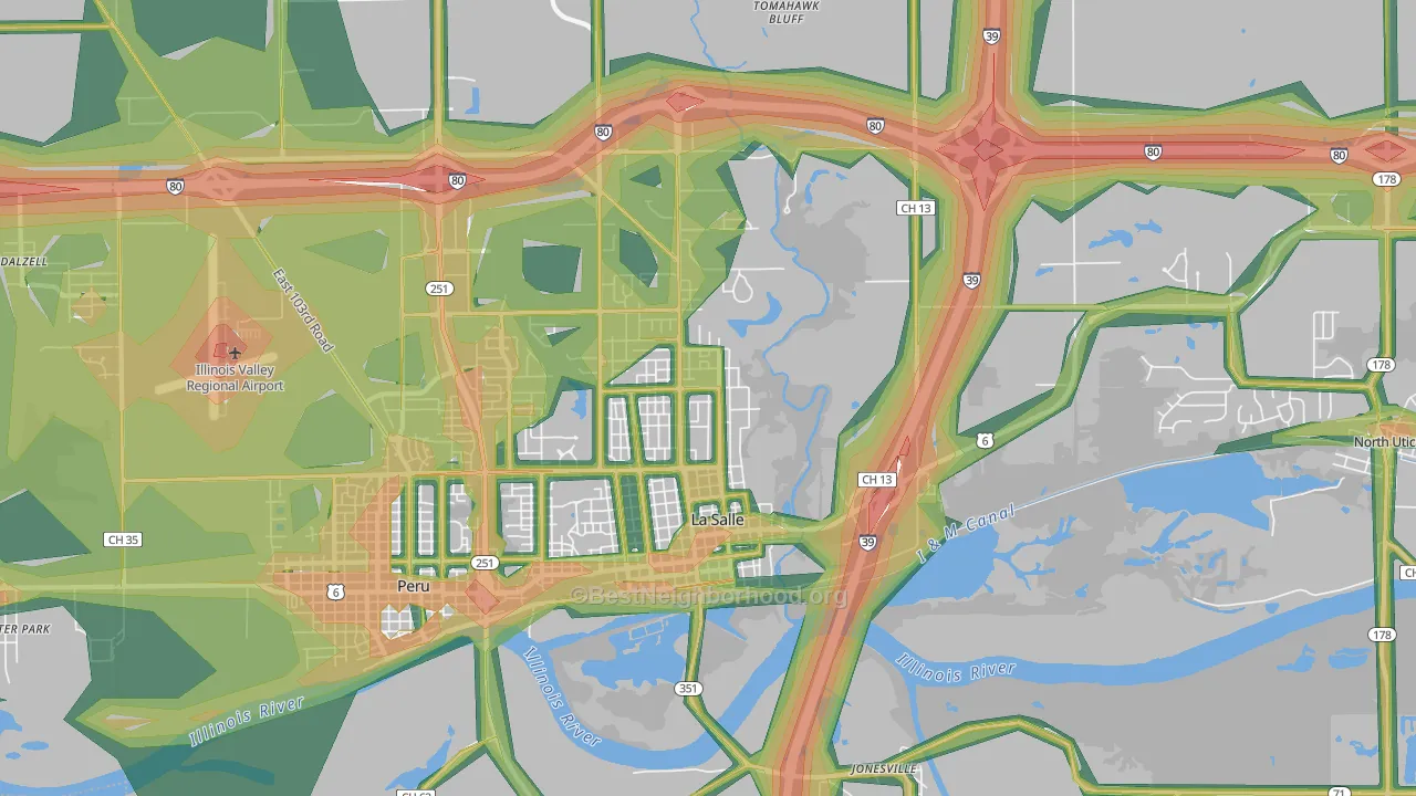 61301, IL Map of Noise Levels in 61301