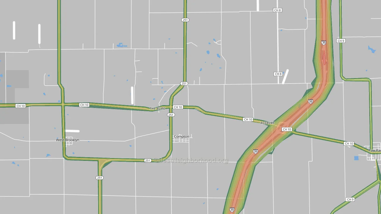 61318, IL Map of Noise Levels in 61318