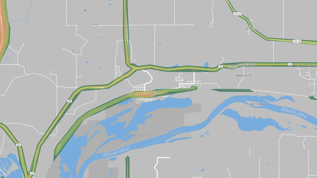 61322, IL Map of Noise Levels in 61322