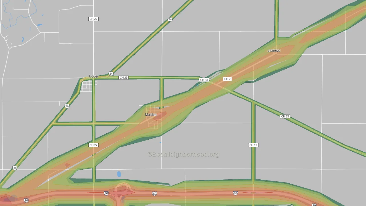 61337, IL Map of Noise Levels in 61337