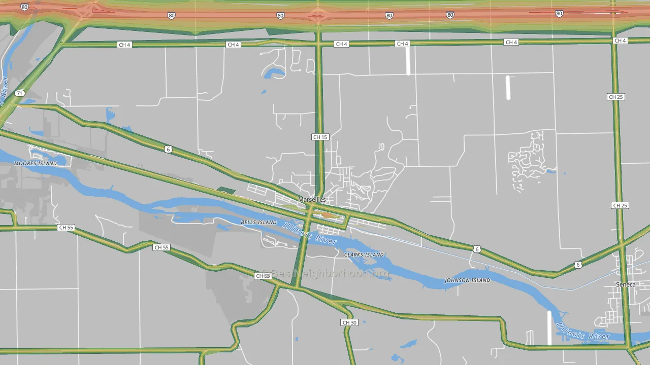 61341, IL Map of Noise Levels in 61341