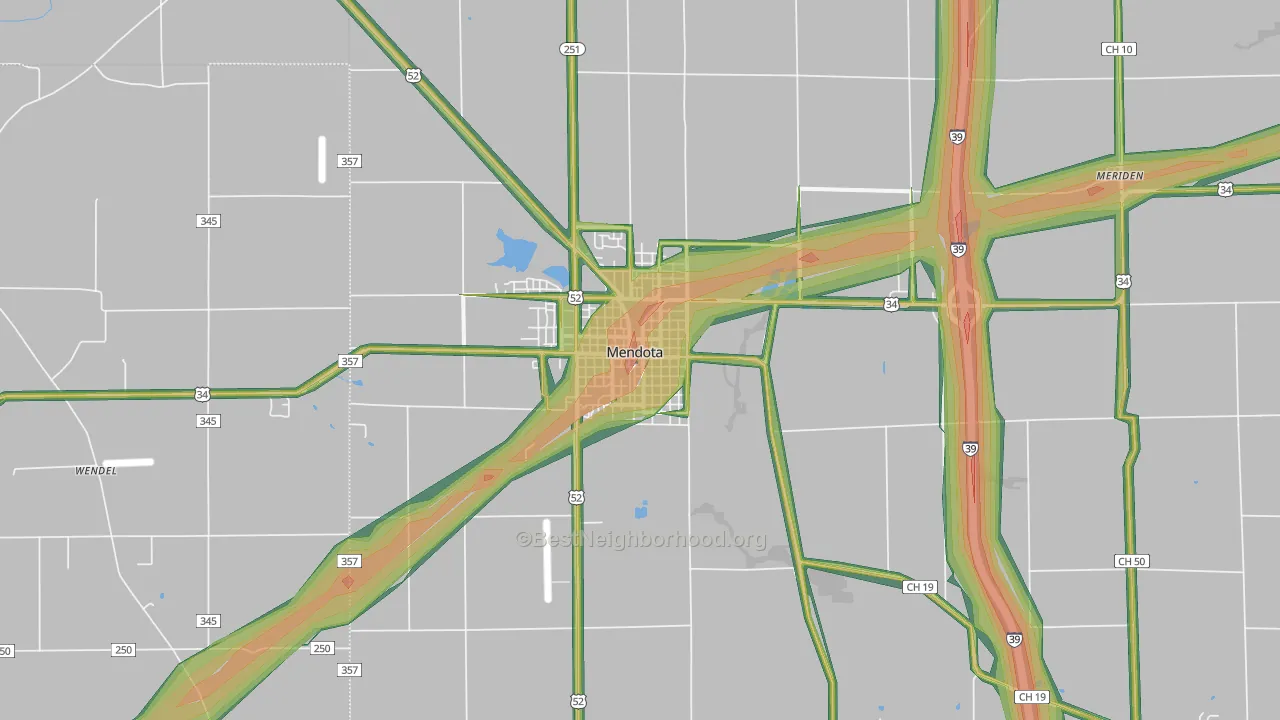 61342, IL Map of Noise Levels in 61342