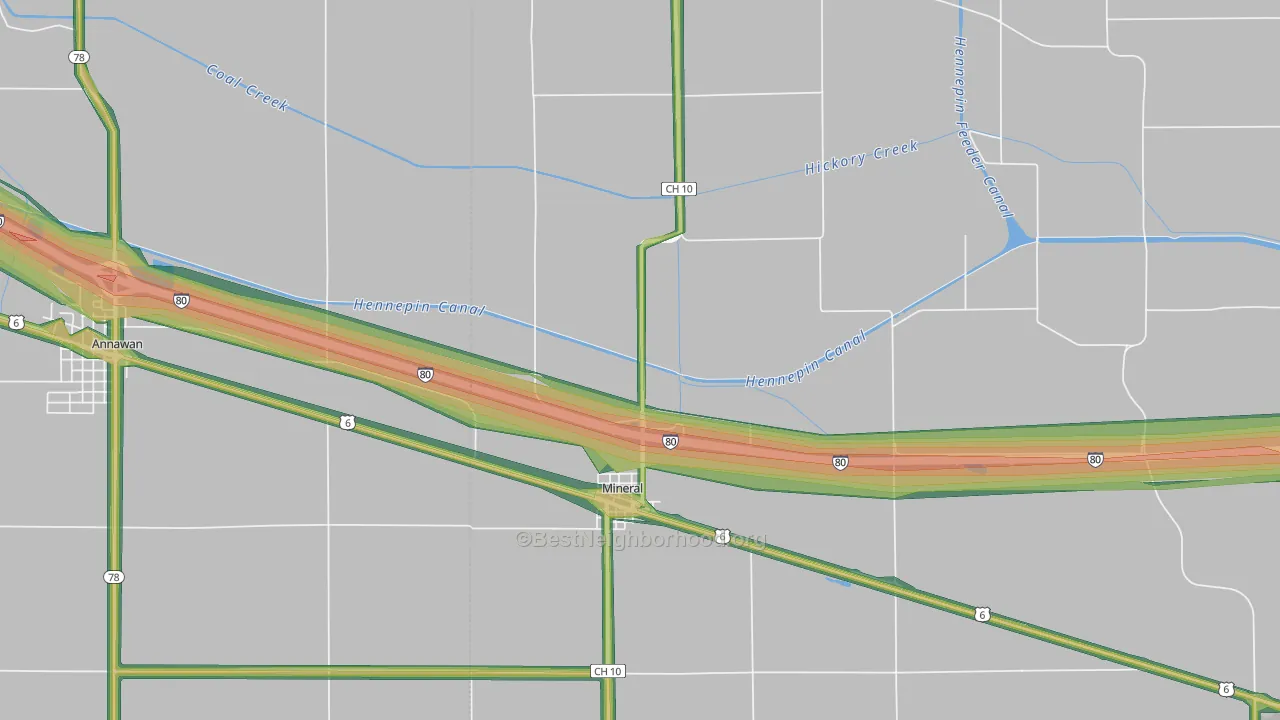 61344, IL Map of Noise Levels in 61344