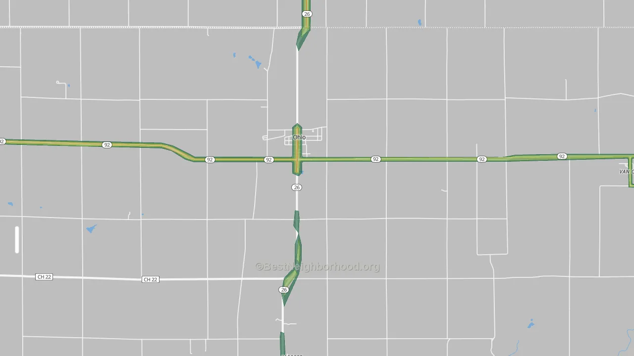 61349, IL Map of Noise Levels in 61349