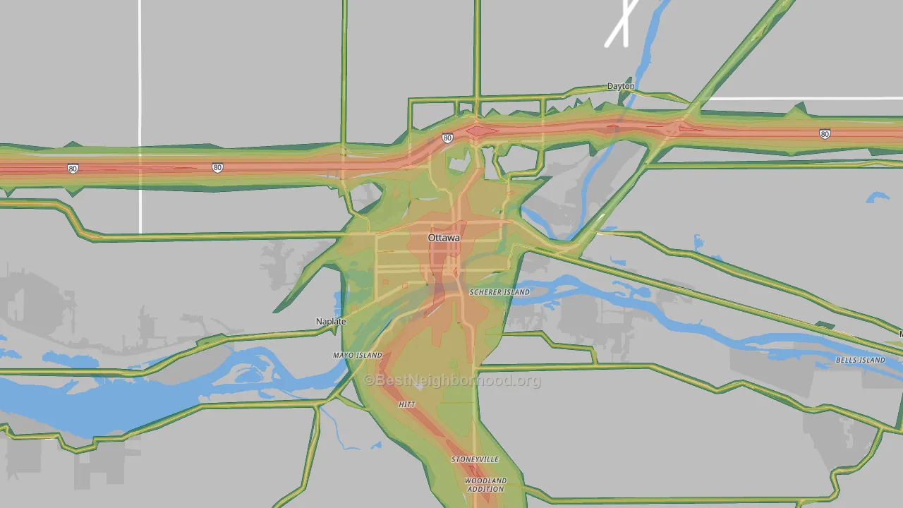 61350, IL Map of Noise Levels in 61350