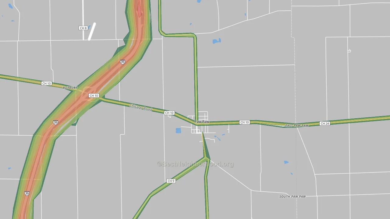 61353, IL Map of Noise Levels in 61353