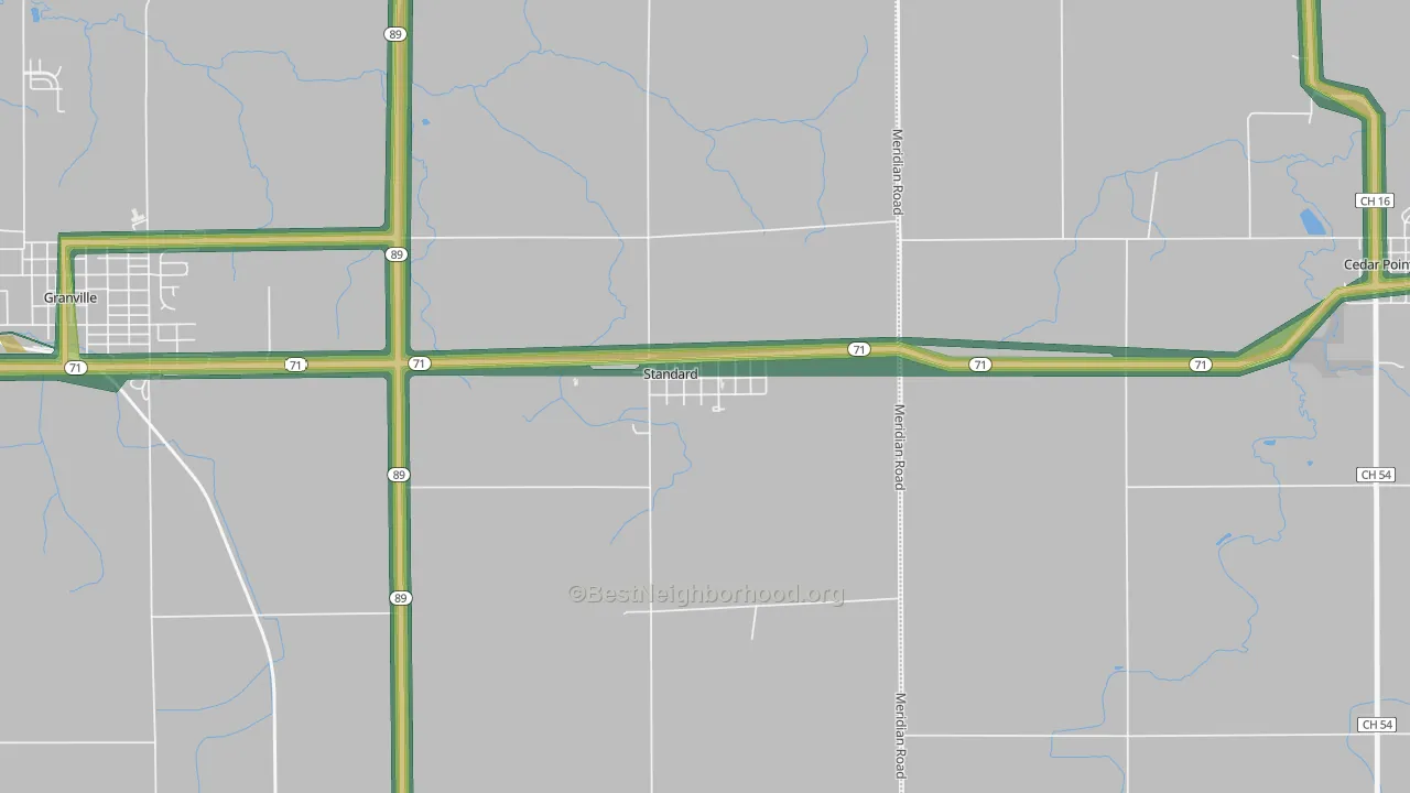 61363, IL Map of Noise Levels in 61363
