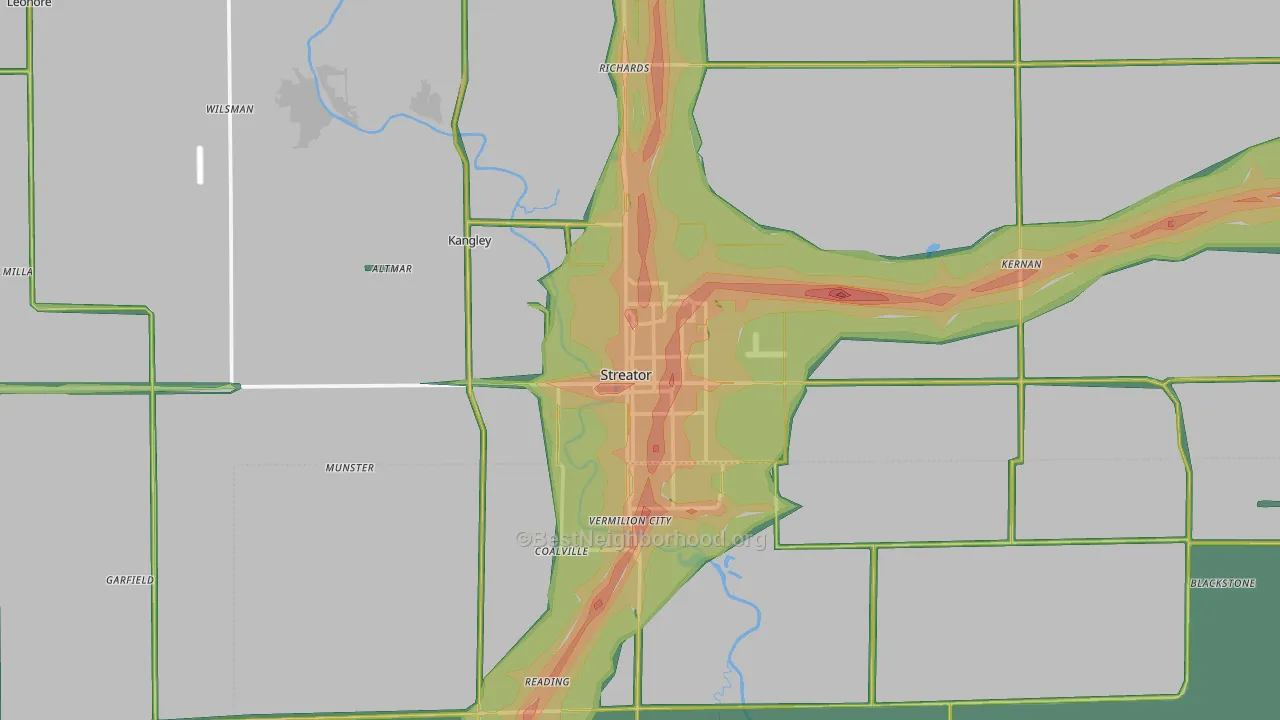 61364, IL Map of Noise Levels in 61364
