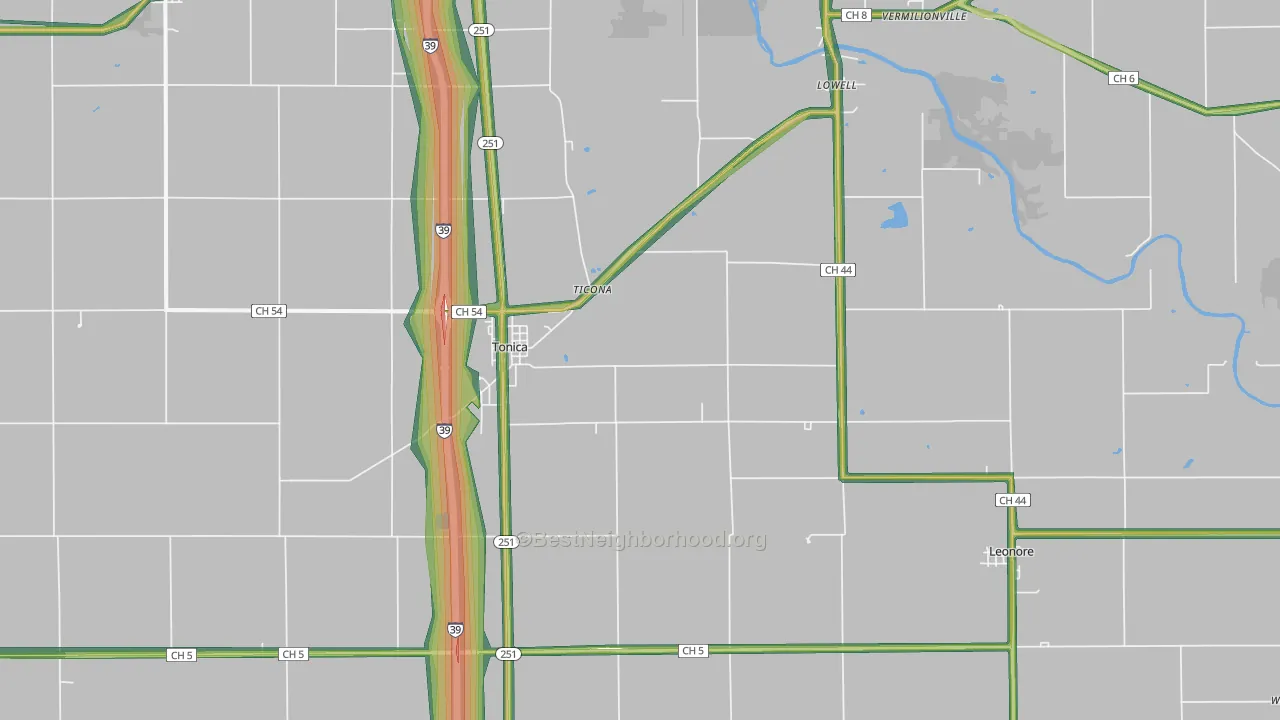 61370, IL Map of Noise Levels in 61370