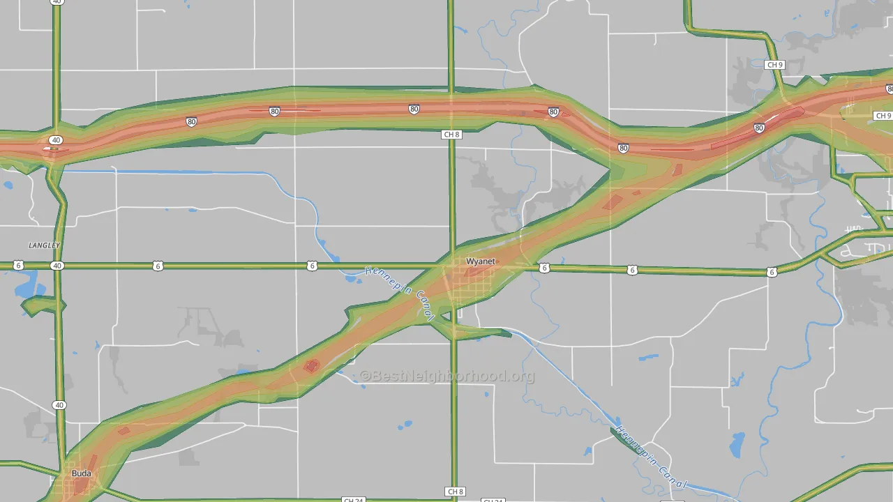 61379, IL Map of Noise Levels in 61379