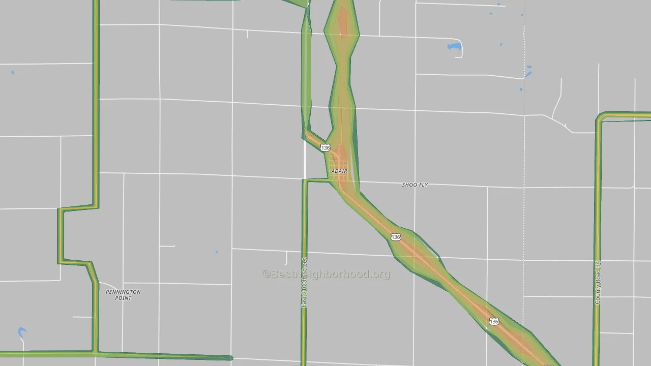 61411, IL Map of Noise Levels in 61411