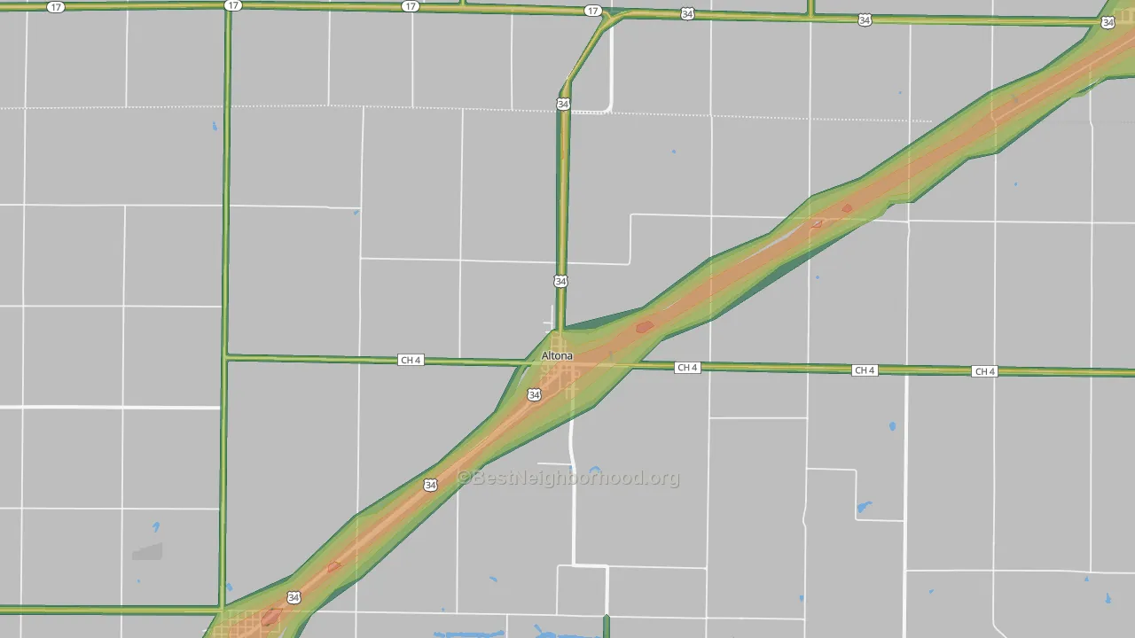 61414, IL Map of Noise Levels in 61414