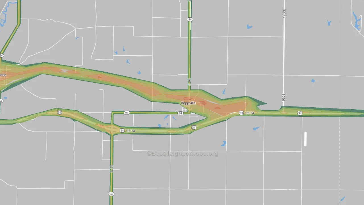 61418, IL Map of Noise Levels in 61418