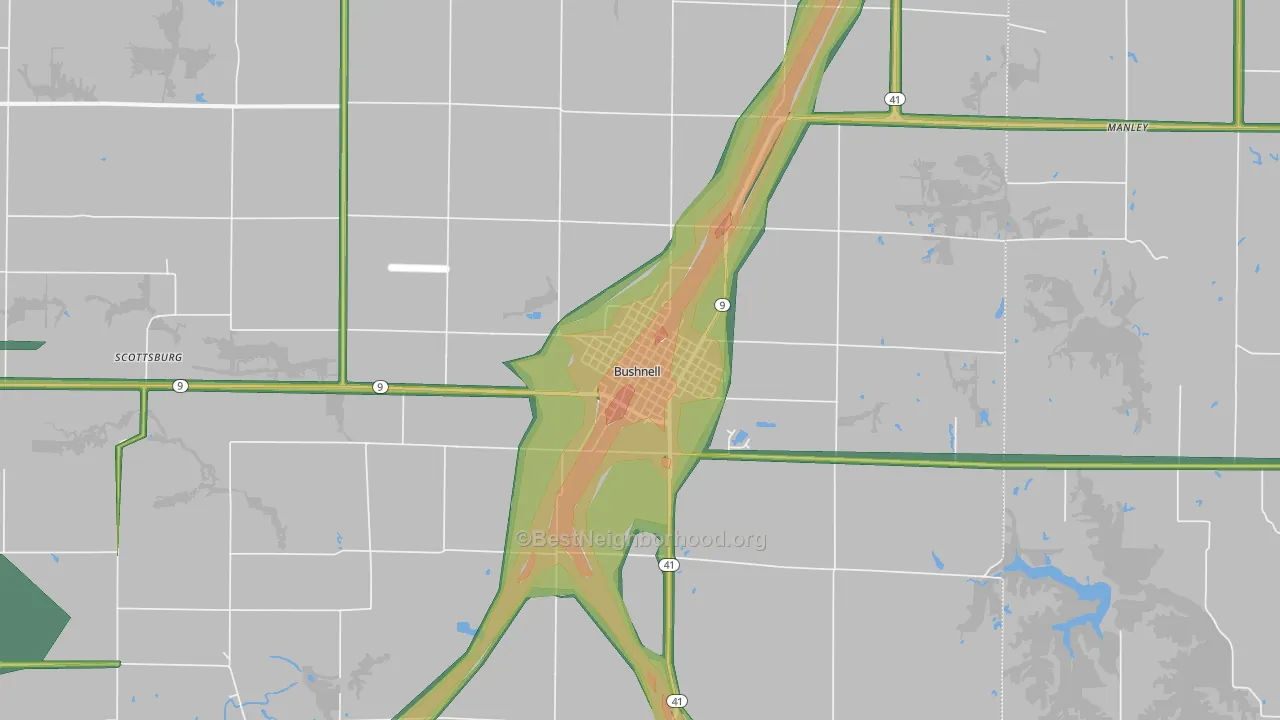 61422, IL Map of Noise Levels in 61422
