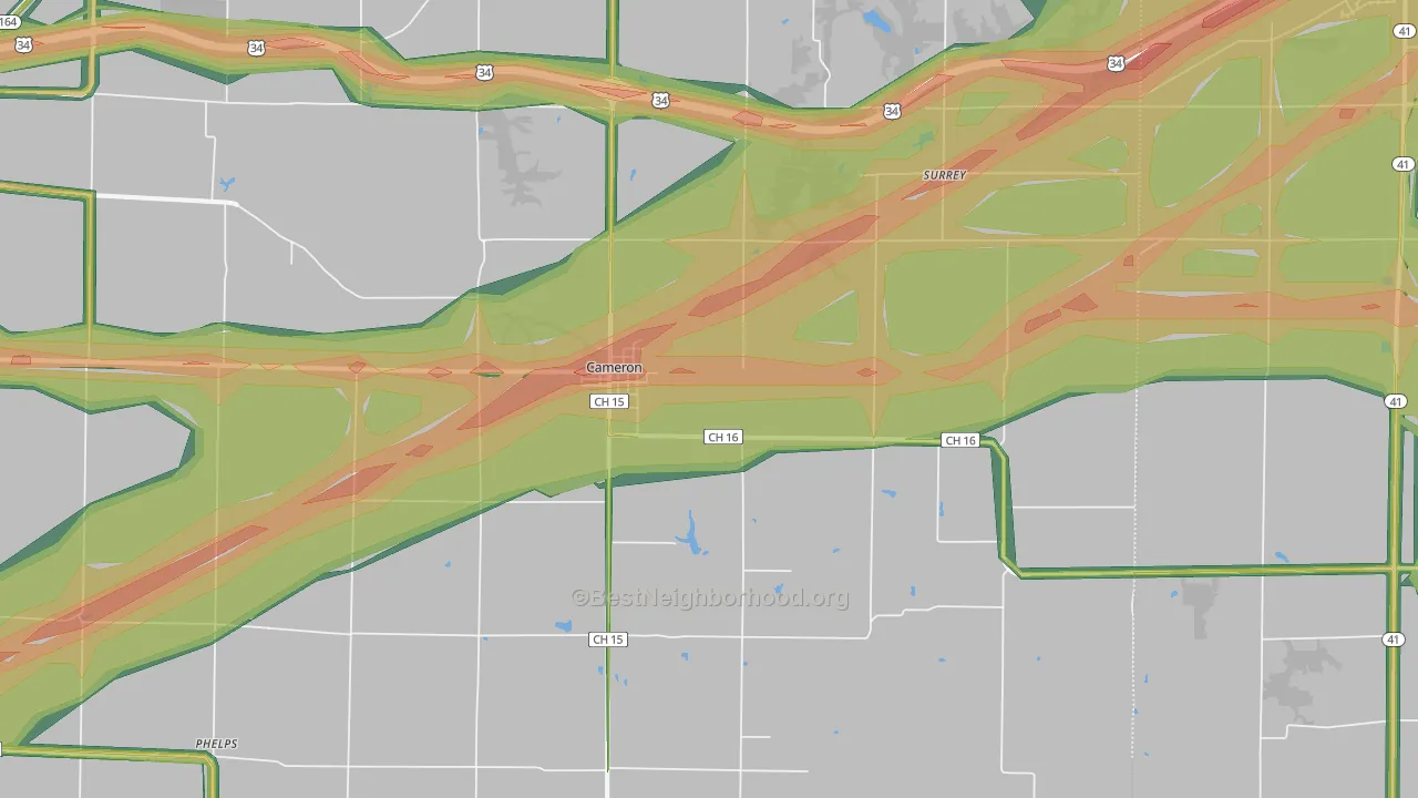 61423, IL Map of Noise Levels in 61423