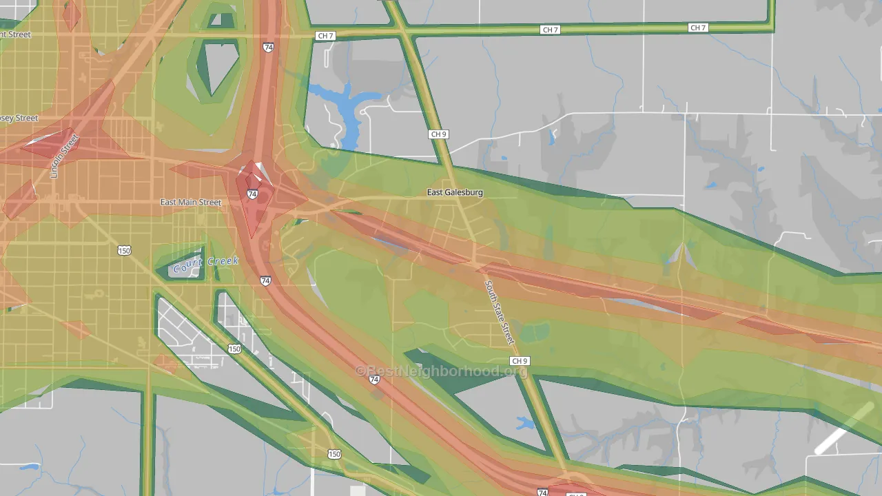 61430, IL Map of Noise Levels in 61430