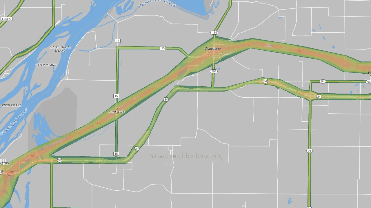 61437, IL Map of Noise Levels in 61437