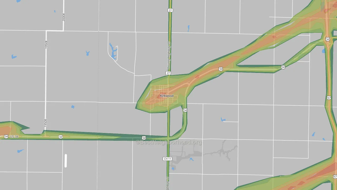 61447, IL Map of Noise Levels in 61447
