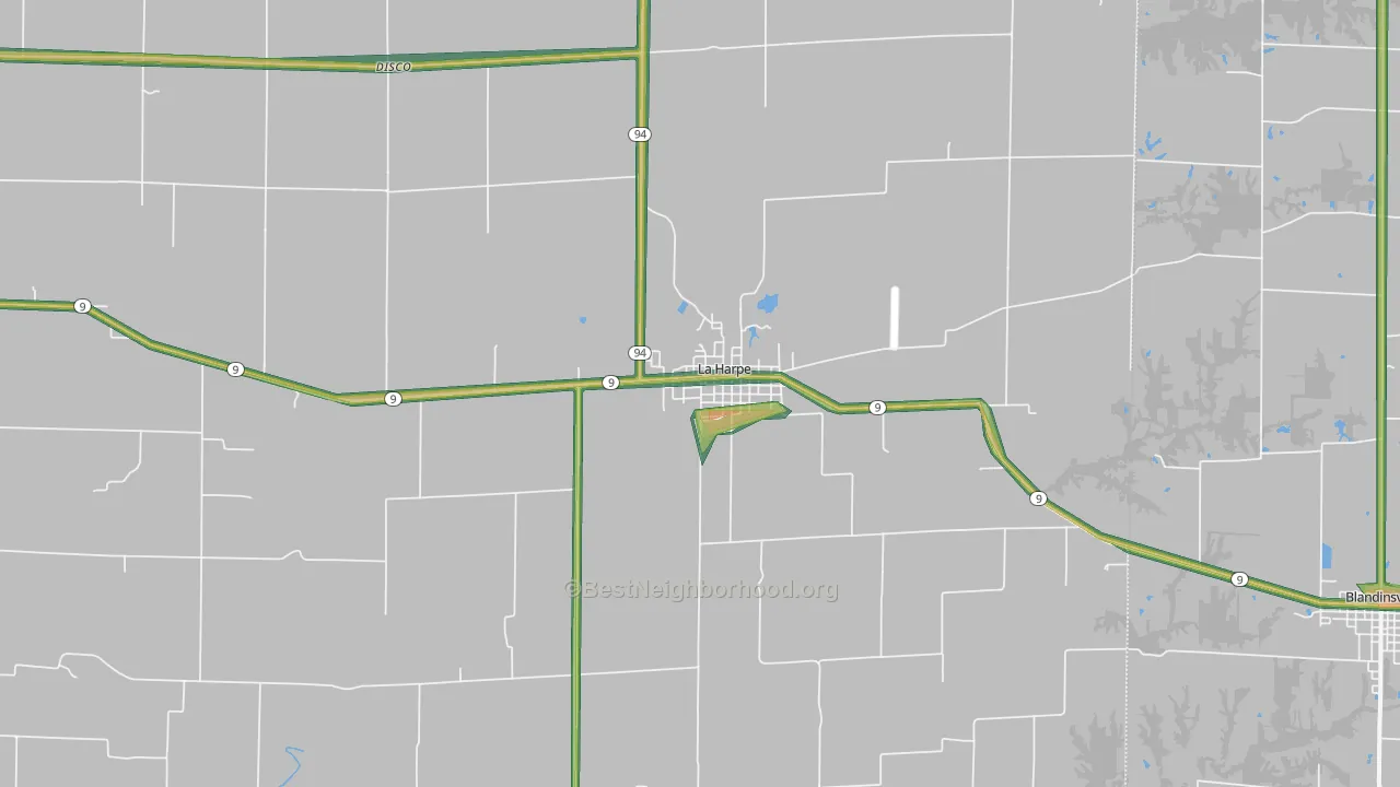 61450, IL Map of Noise Levels in 61450