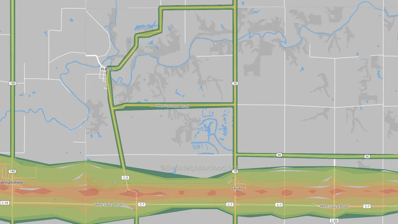 61451, IL Map of Noise Levels in 61451