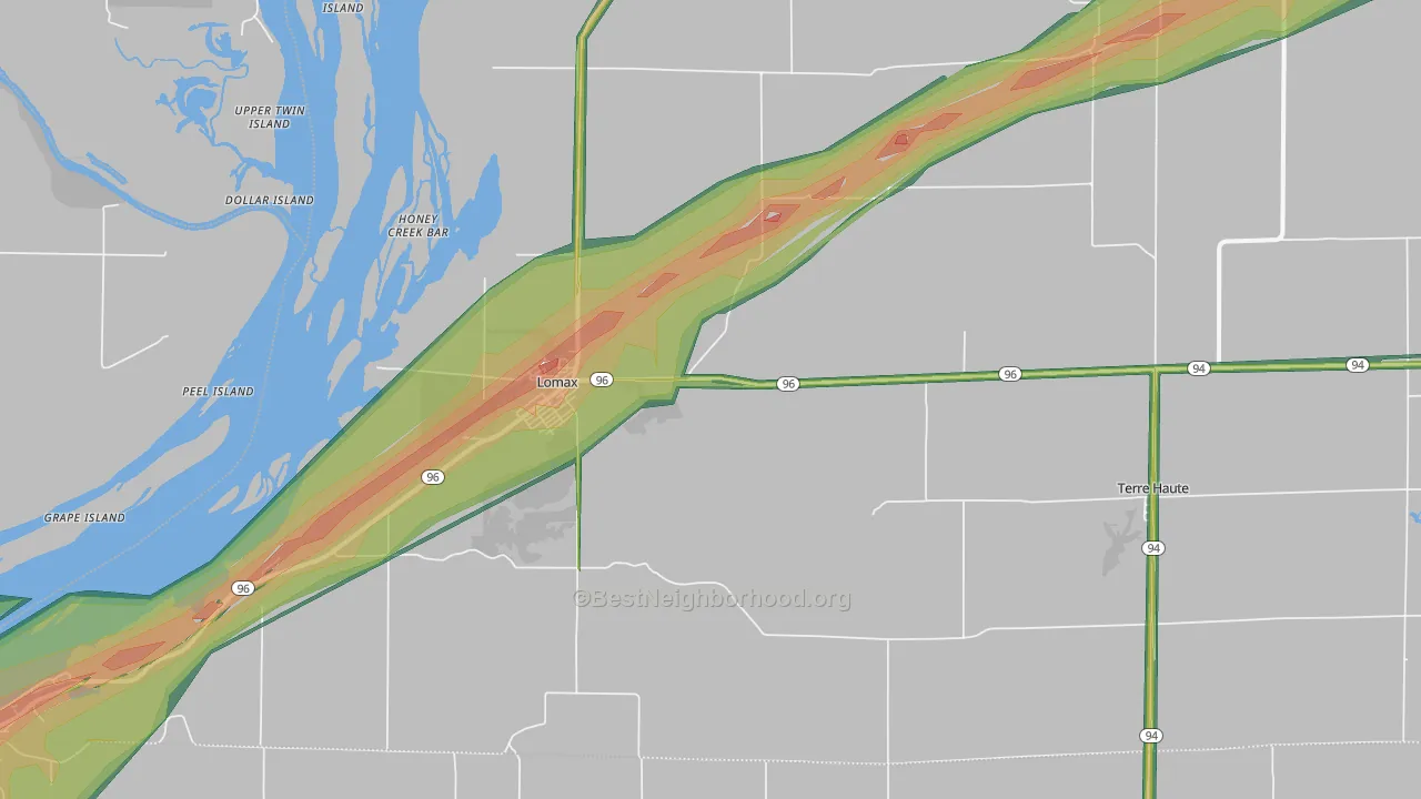 61454, IL Map of Noise Levels in 61454