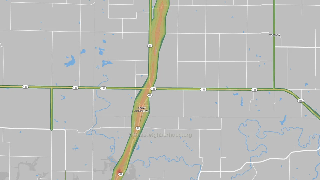 61474, IL Map of Noise Levels in 61474