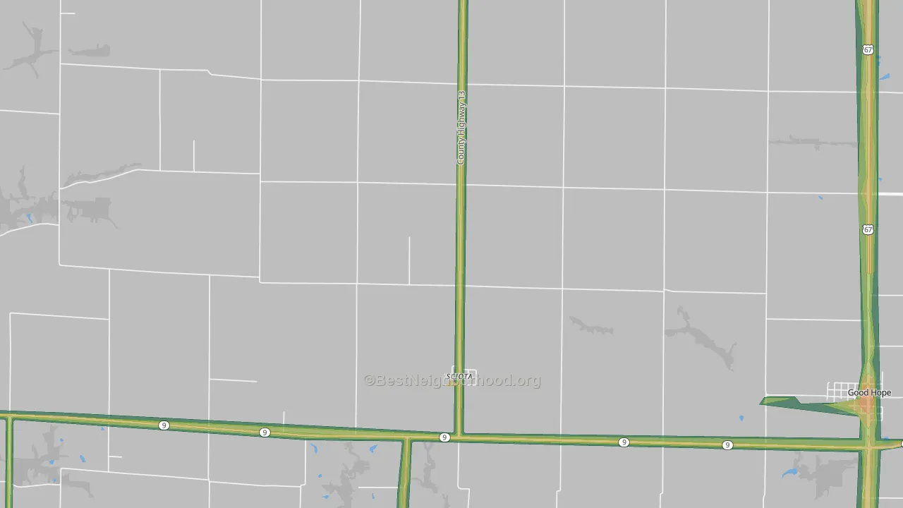 61475, IL Map of Noise Levels in 61475