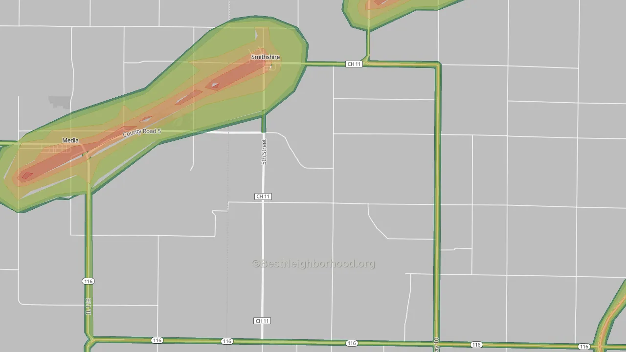 61478, IL Map of Noise Levels in 61478