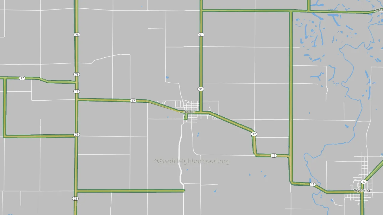 61483, IL Map of Noise Levels in 61483