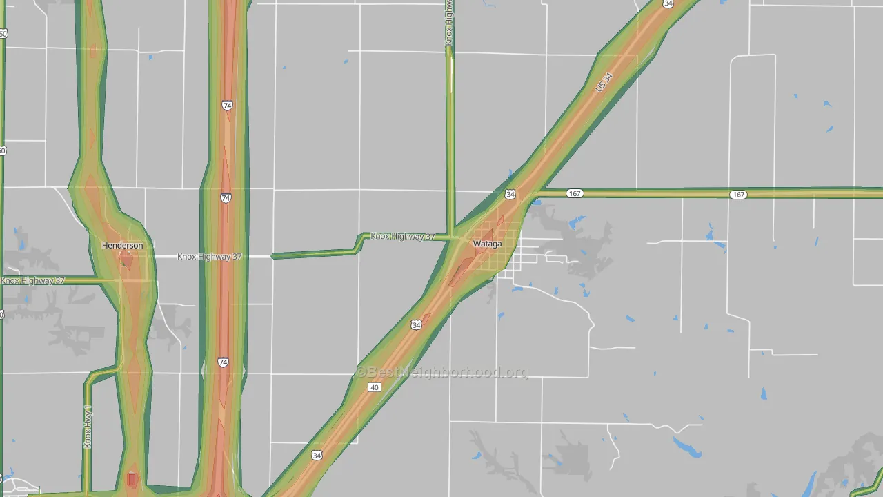 61488, IL Map of Noise Levels in 61488