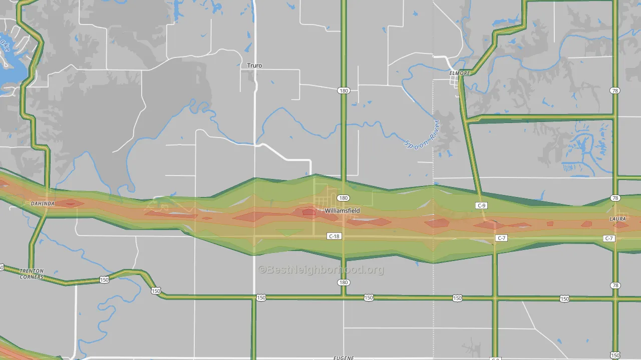 61489, IL Map of Noise Levels in 61489