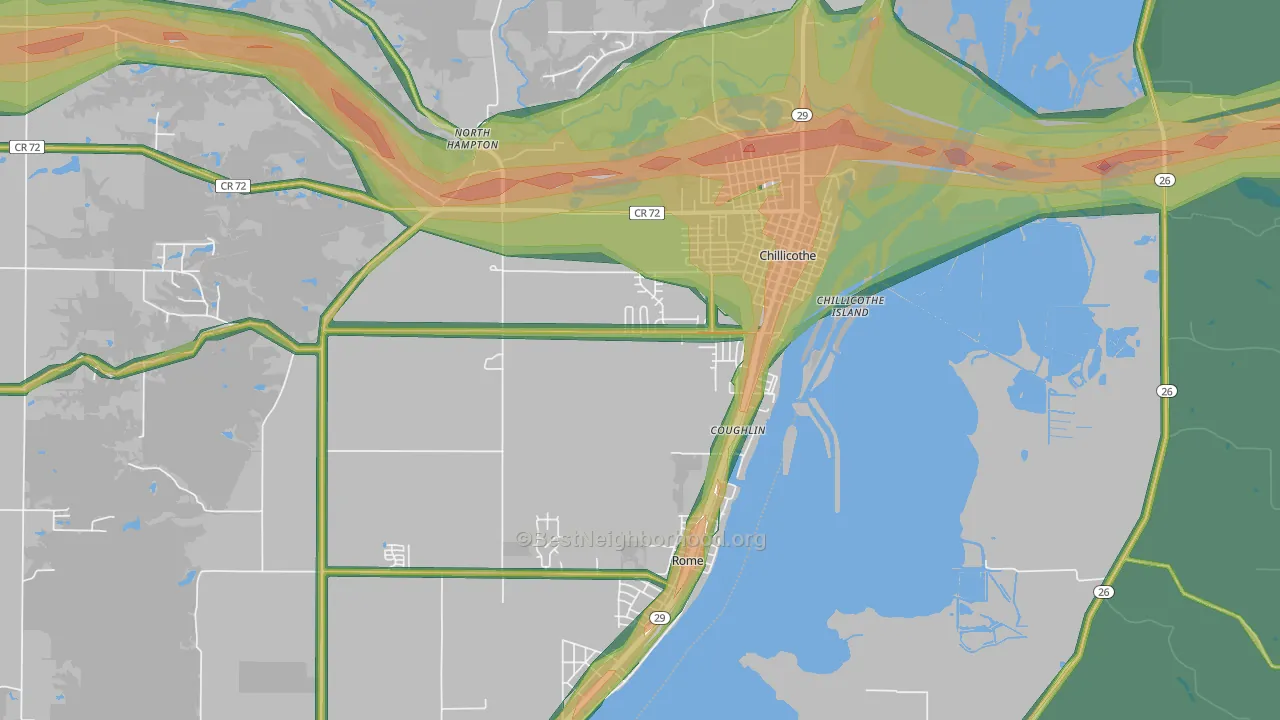 61523, IL Map of Noise Levels in 61523