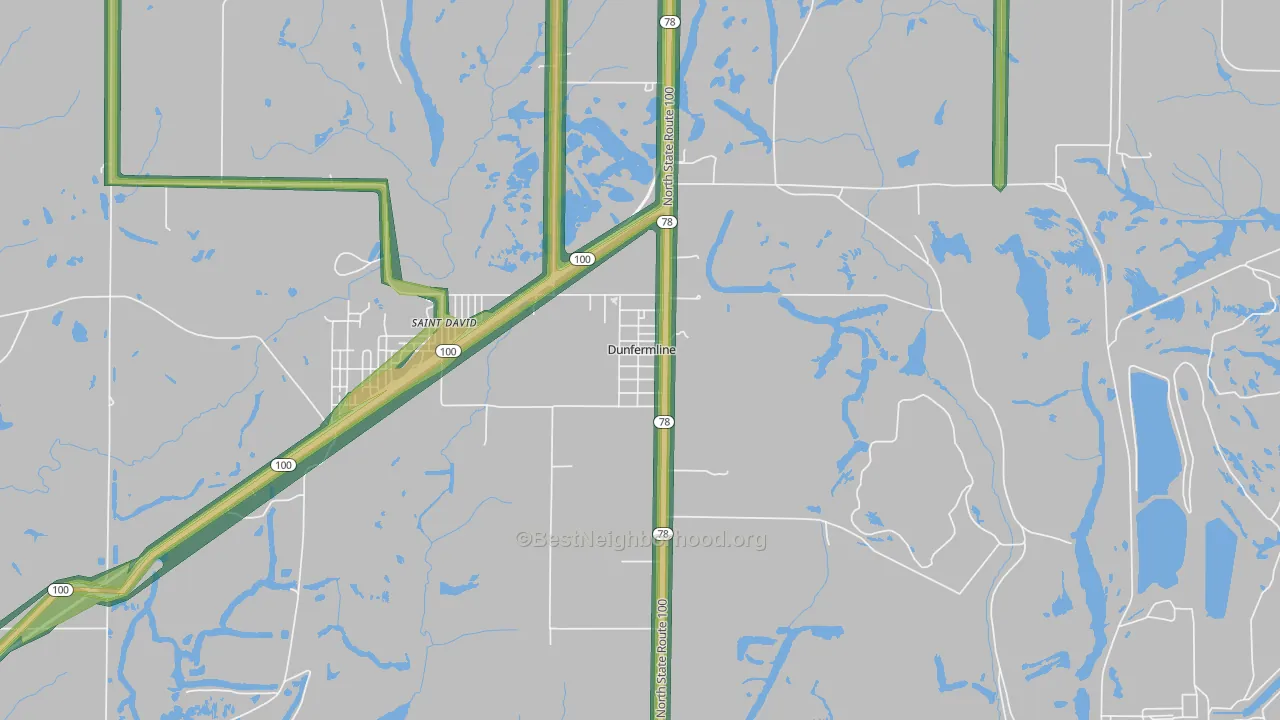 61524, IL Map of Noise Levels in 61524