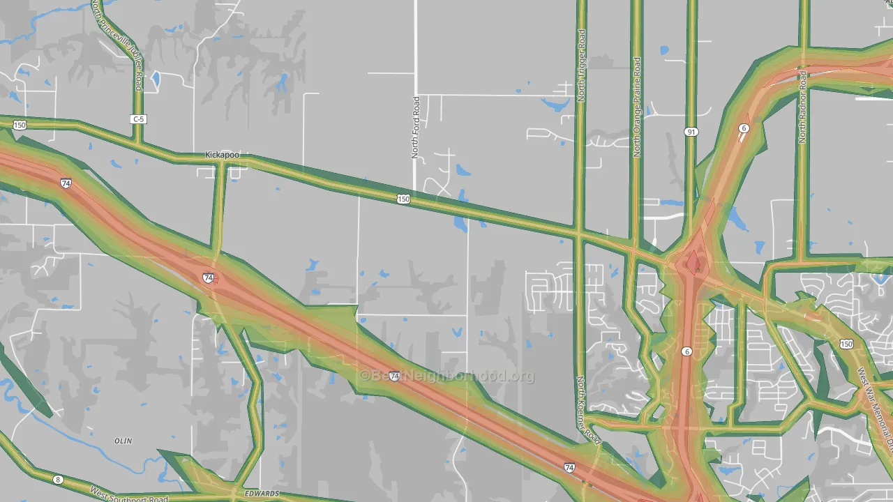 61528, IL Map of Noise Levels in 61528
