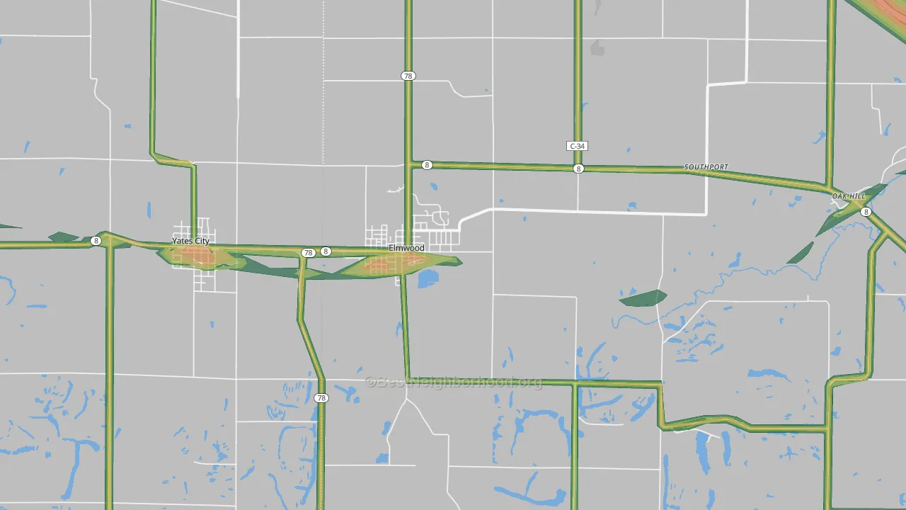 61529, IL Map of Noise Levels in 61529