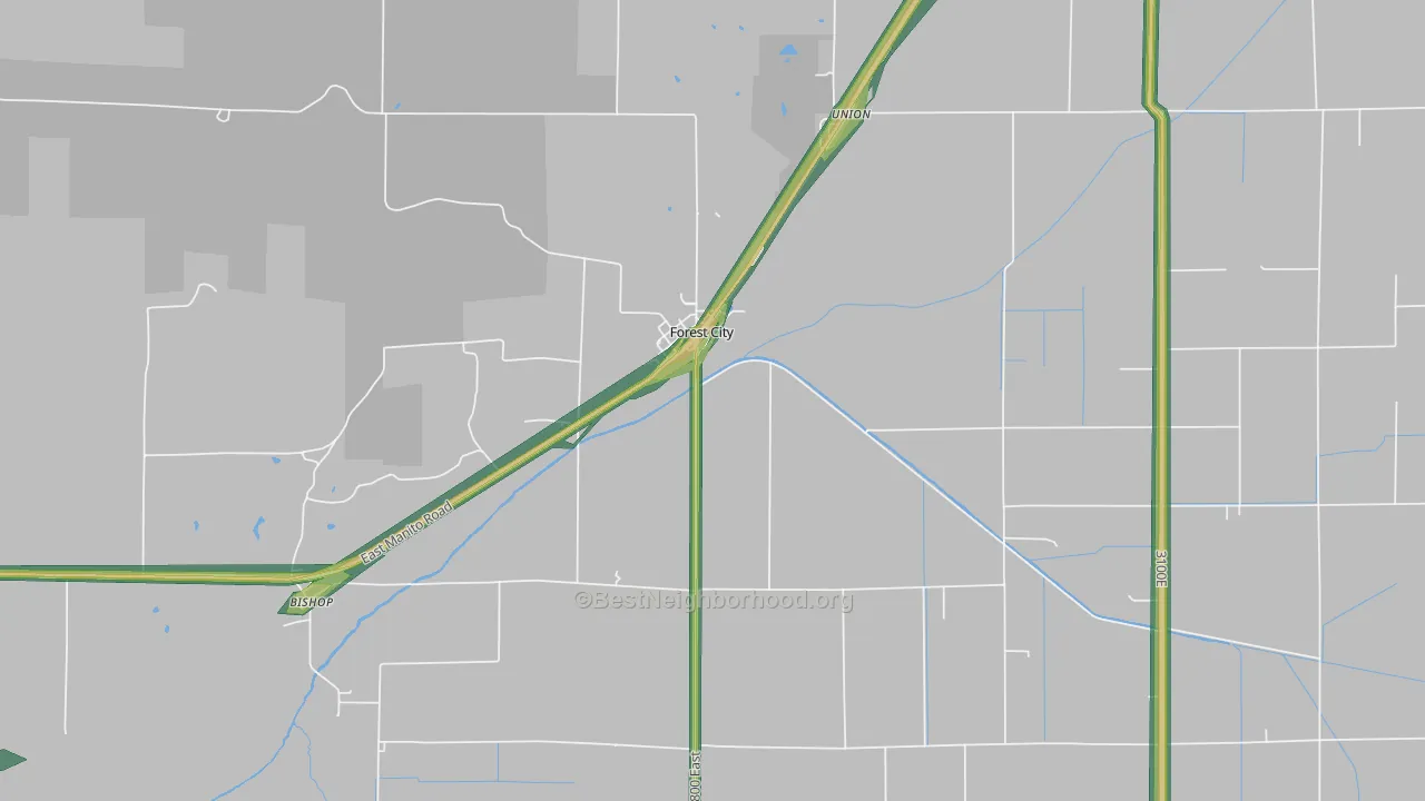 61532, IL Map of Noise Levels in 61532