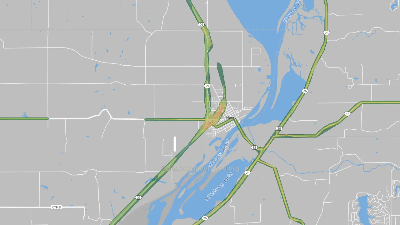 61537, IL Map of Noise Levels in 61537