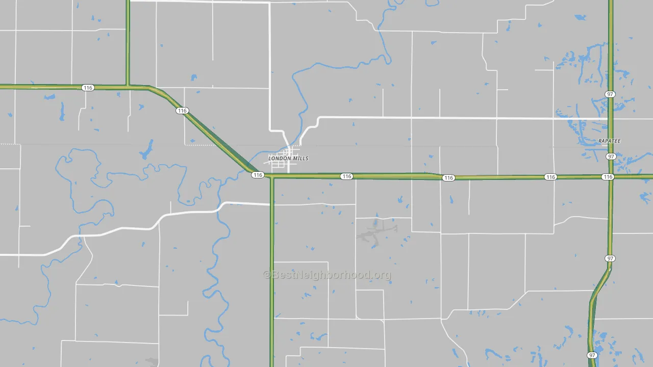 61544, IL Map of Noise Levels in 61544