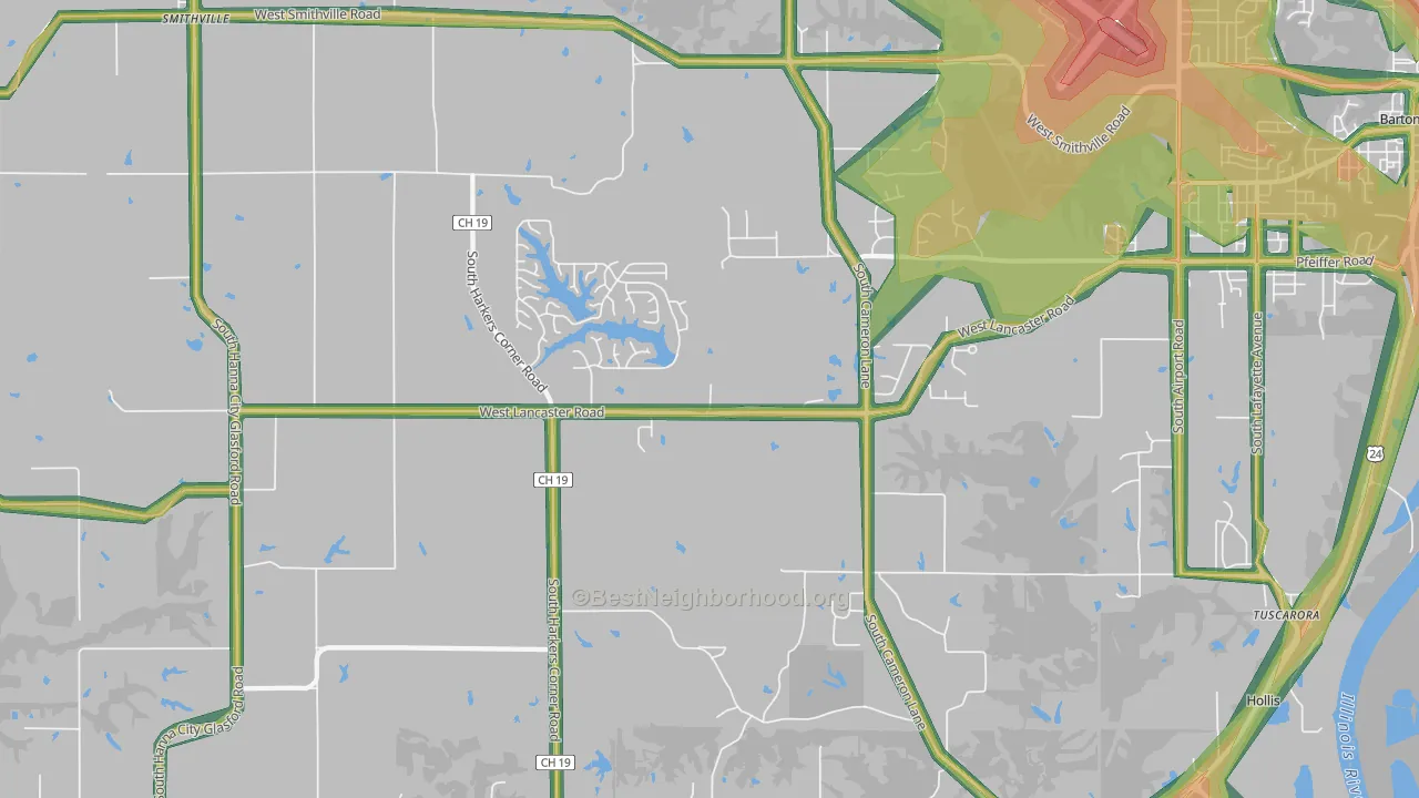 61547, IL Map of Noise Levels in 61547