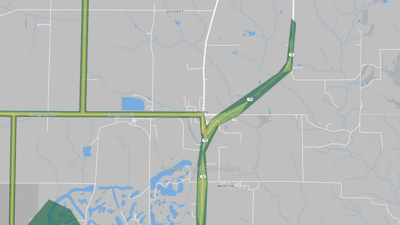61553, IL Map of Noise Levels in 61553