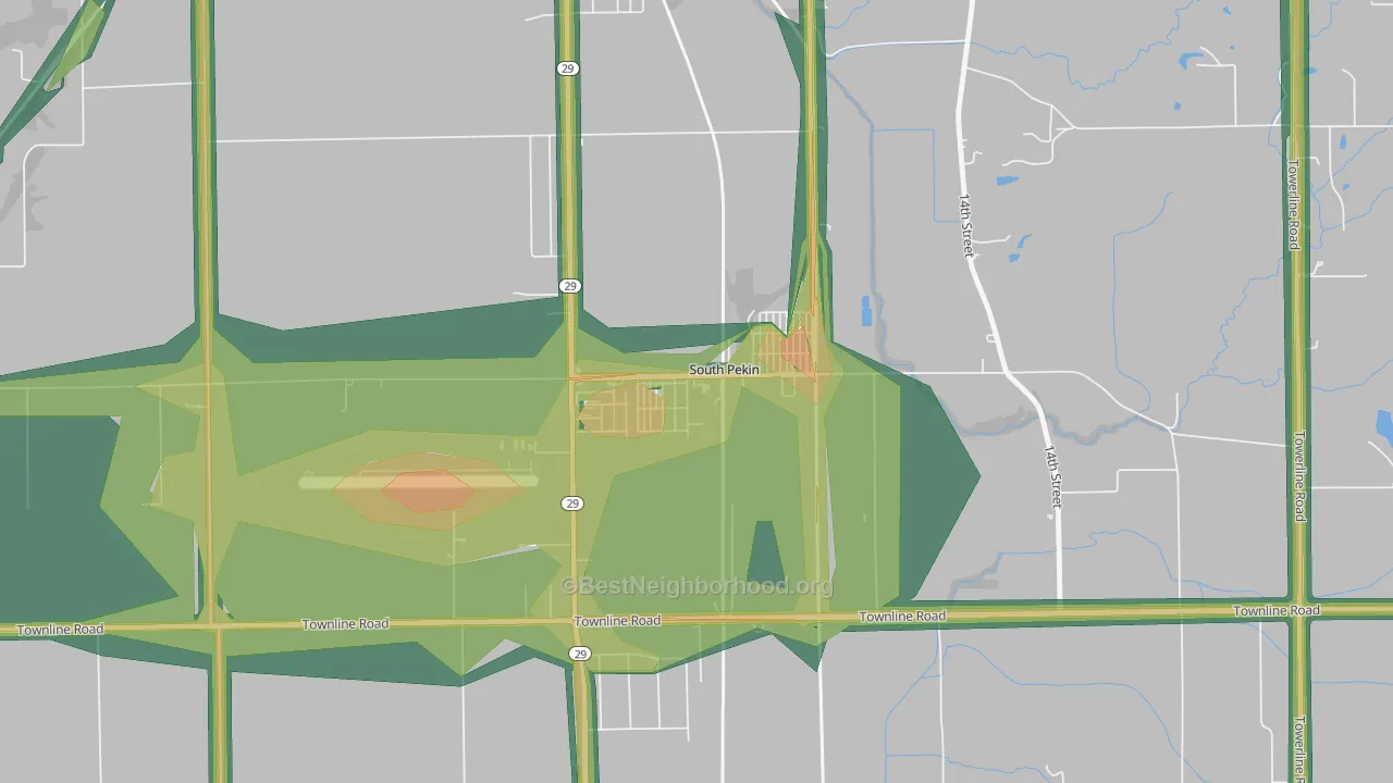 61564, IL Map of Noise Levels in 61564