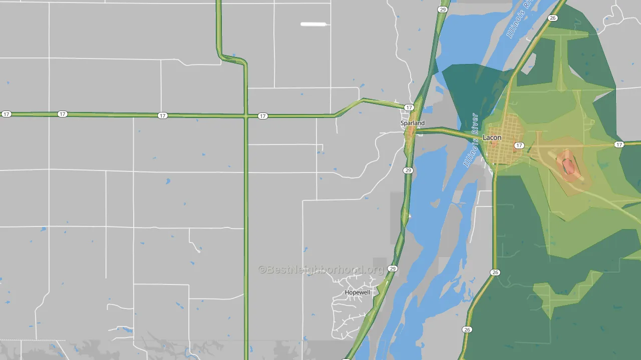 61565, IL Map of Noise Levels in 61565
