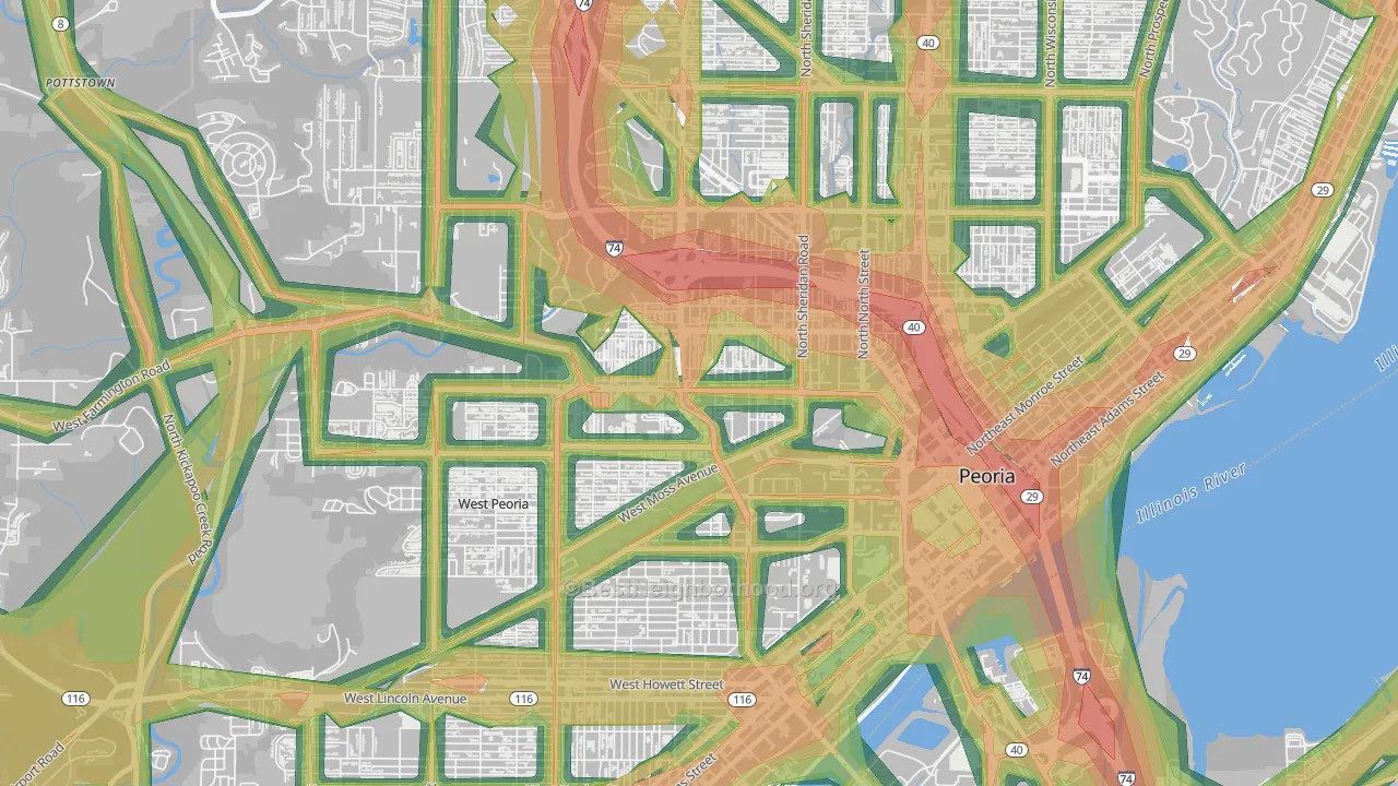 61606, IL Map of Noise Levels in 61606