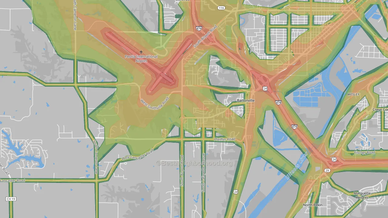61607, IL Map of Noise Levels in 61607