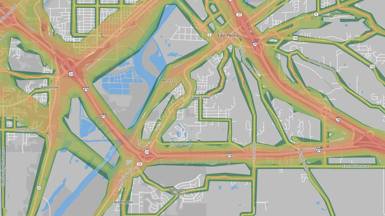 61610, IL Map of Noise Levels in 61610