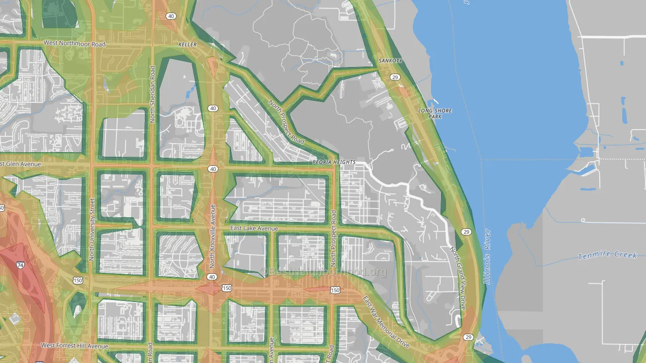 61616, IL Map of Noise Levels in 61616