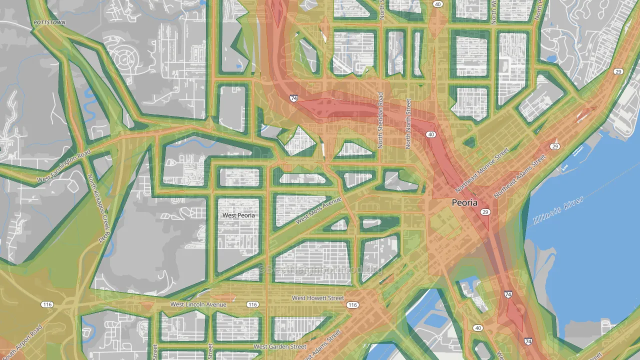 61625, IL Map of Noise Levels in 61625