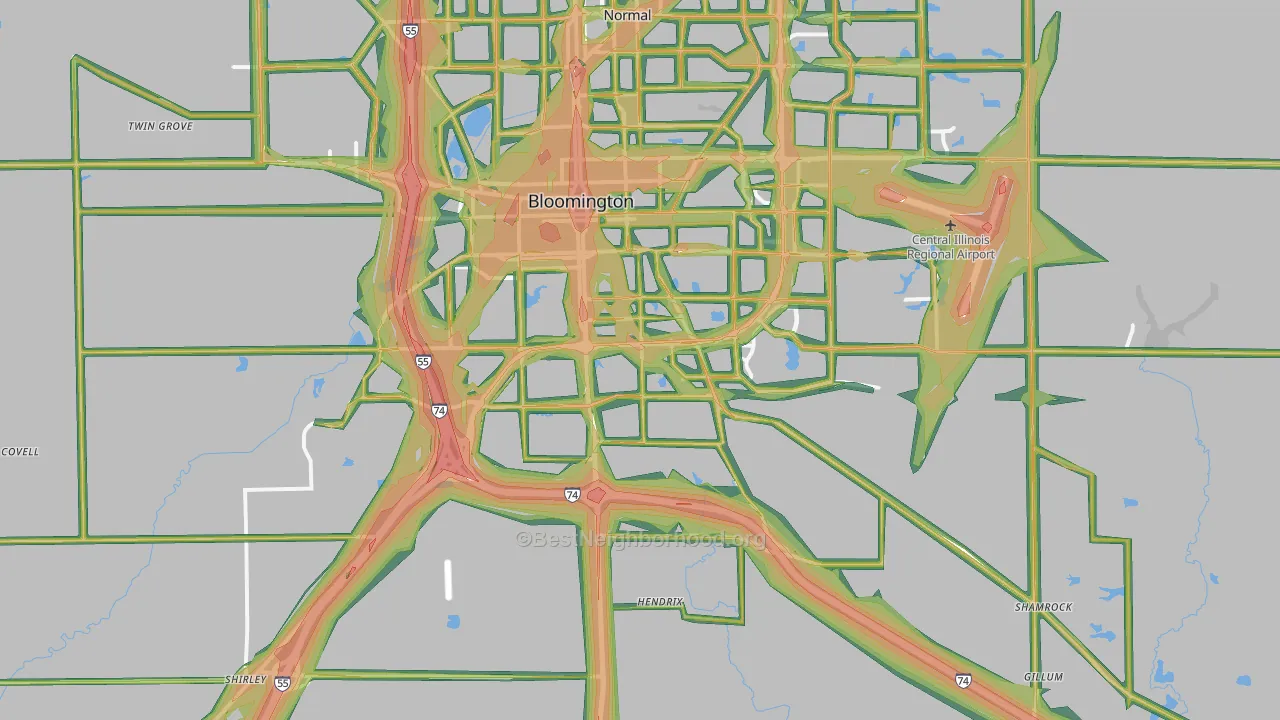 61705, IL Map of Noise Levels in 61705