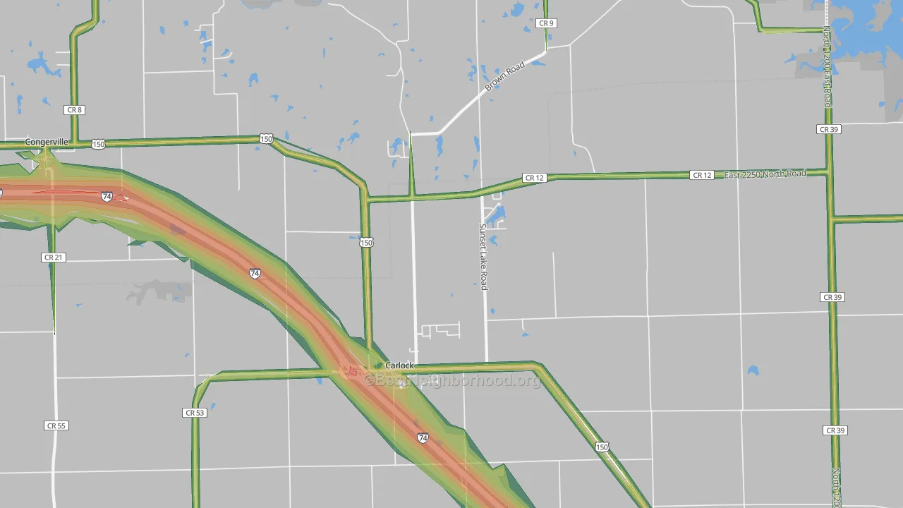 61725, IL Map of Noise Levels in 61725